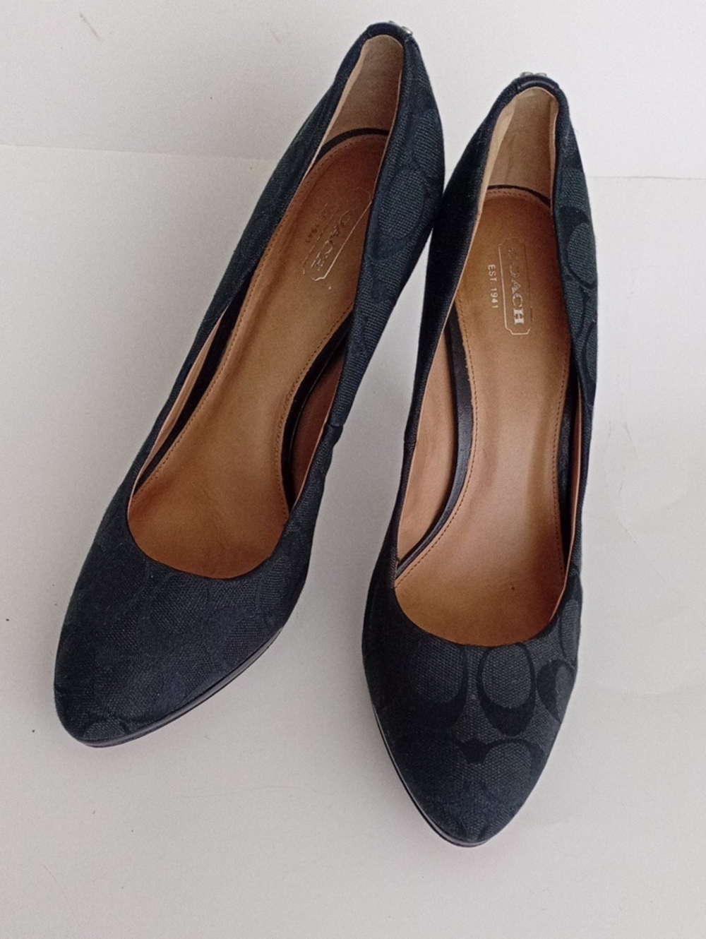 Coach Black Signature Canvas Pointed-Toe Heels Size 10B